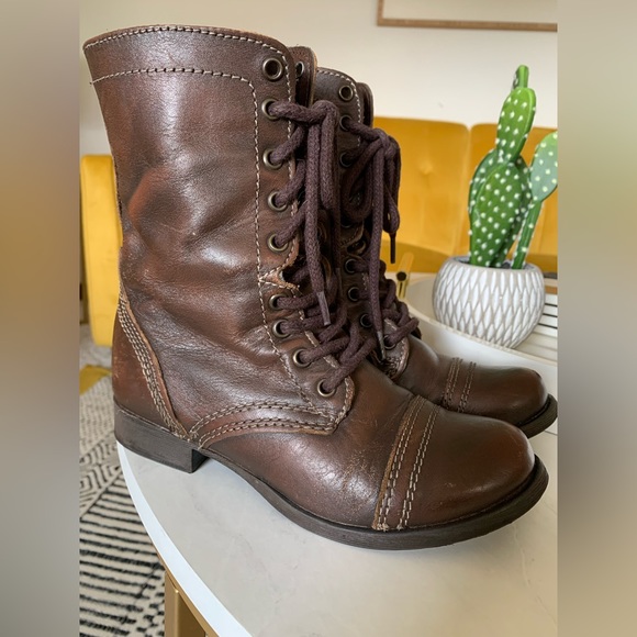 Steve Madden Brown Troopa Combat Boot Size 5.5 - Picture 2 of 14